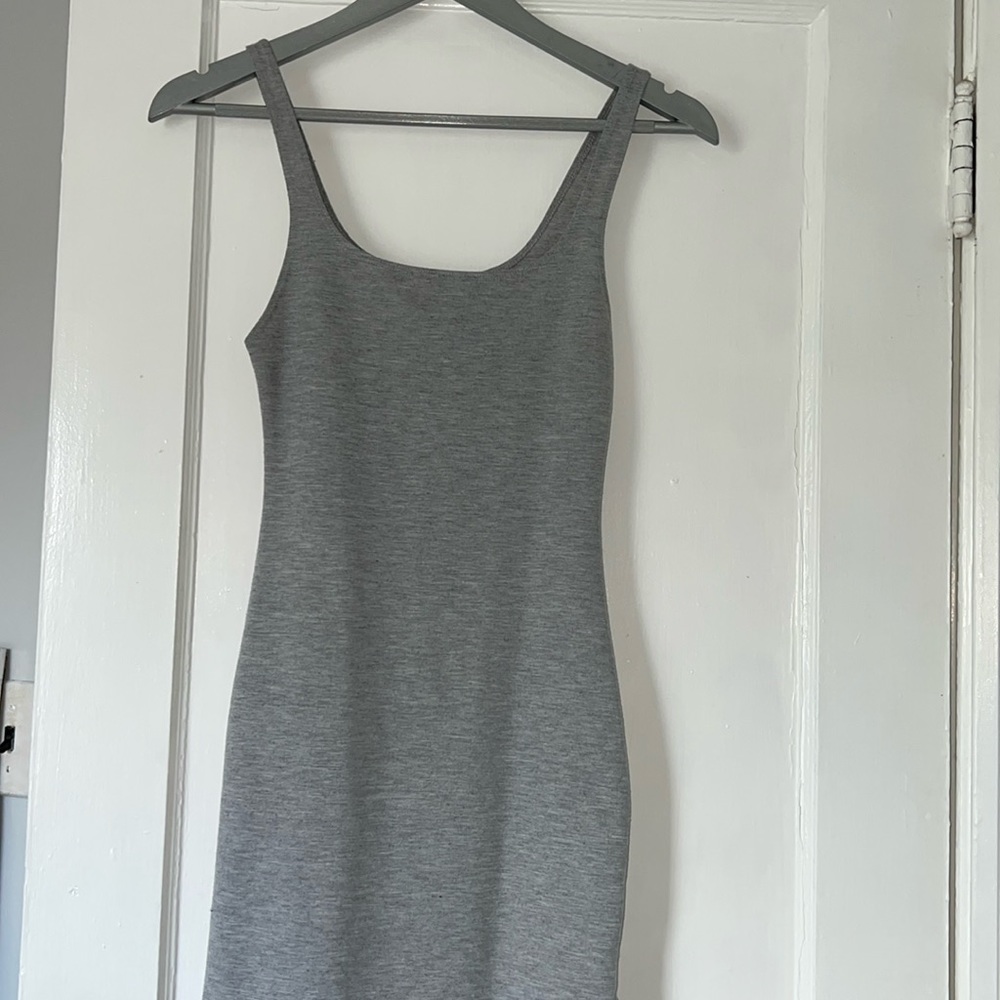 Zara waist snatching Heather grey midi dress (knee length)